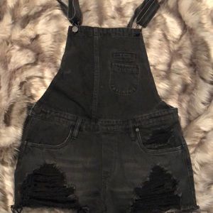 Black denim overalls!